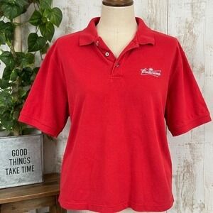 Velocity Budweiser Polo Shirt Mens Large Red Cotton Pique Short Sleeve Logo